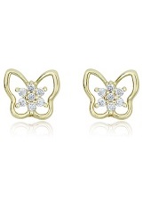 admirable small butterfly and flower baby gold earrings